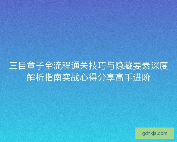 三目童子全流程通关技巧与隐藏要素深度解析指南实战心得分享高手进阶