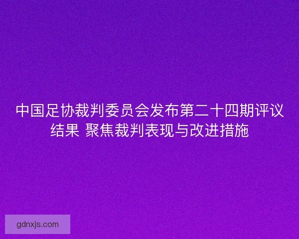 中国足协裁判委员会发布第二十四期评议结果 聚焦裁判表现与改进措施